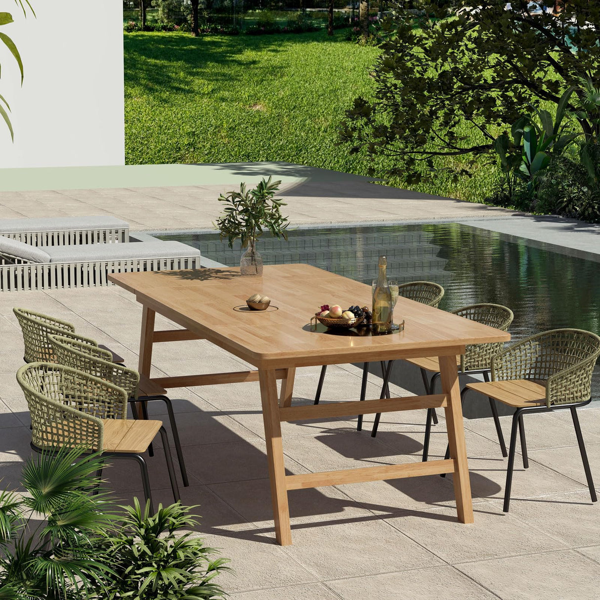 Solid Wood Folding Dining Table - 83x39 Inch Outdoor Patio Table for 8-10 People