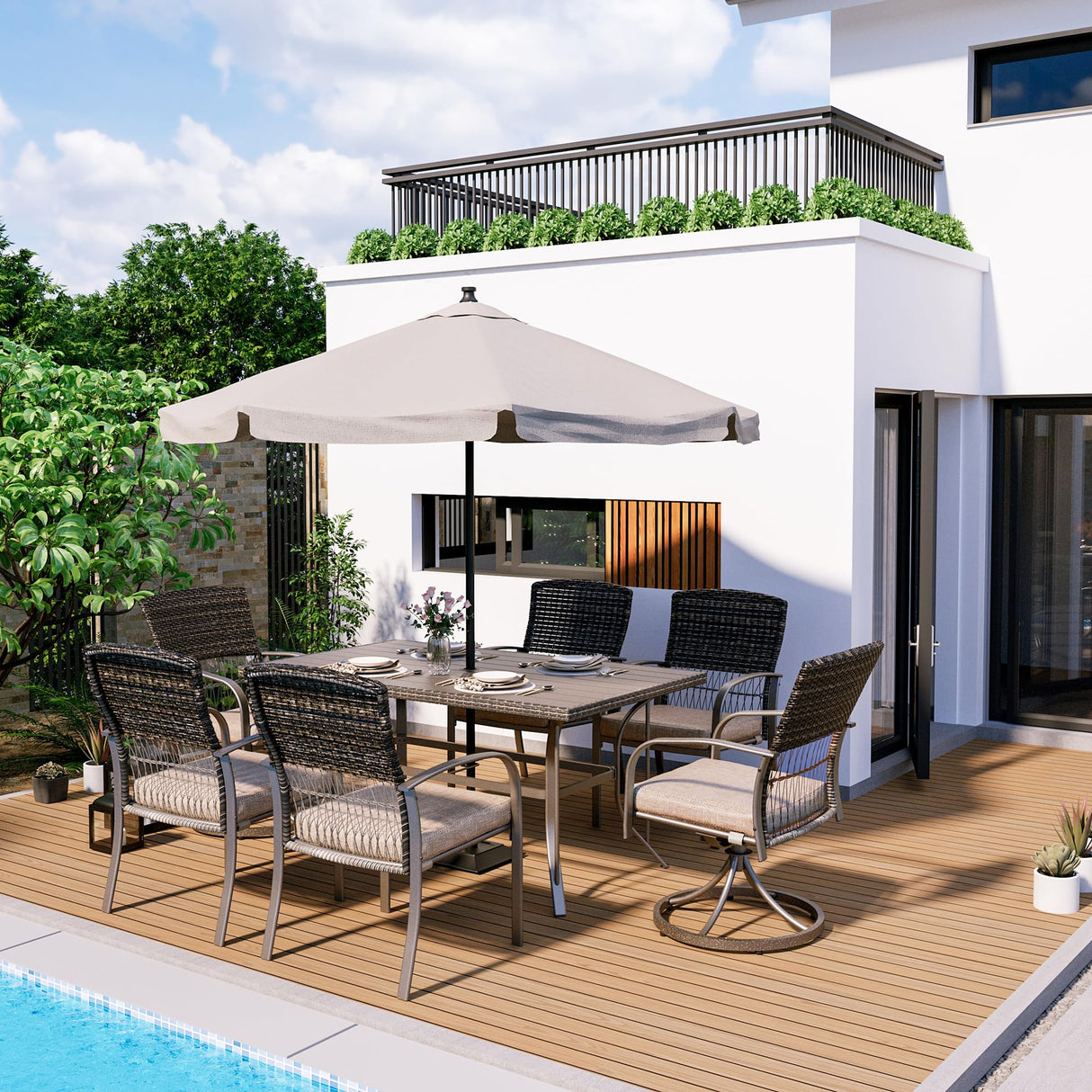 ,Outdoor Wicker Furniture Set for Backyard Garden Deck