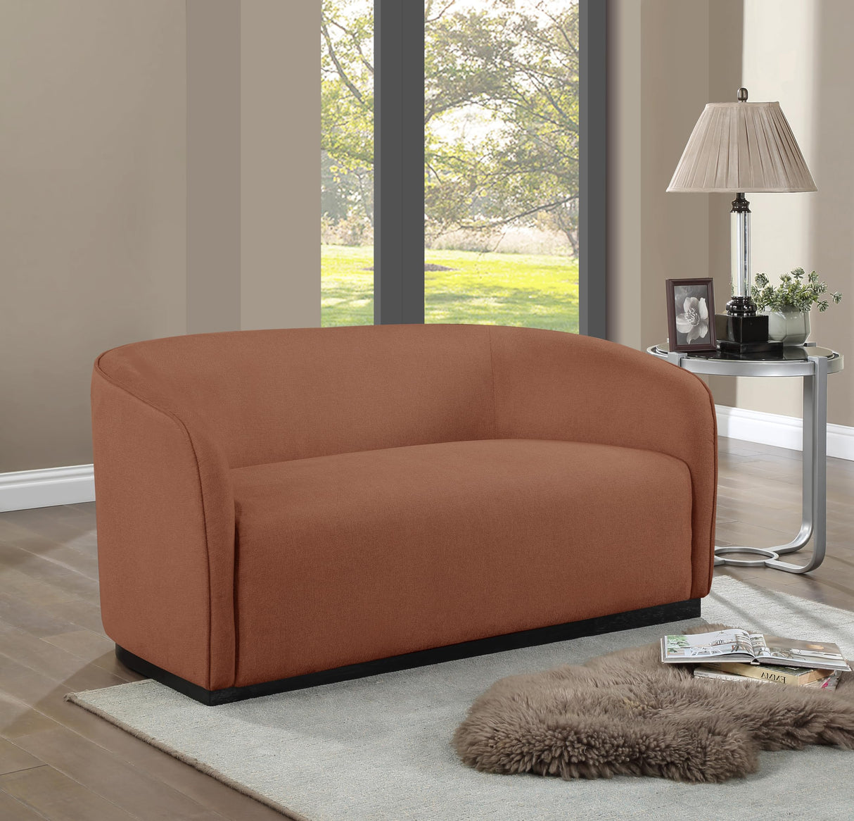 675Cognac-L Mylah Collection Modern | Contemporary Loveseat with Soft