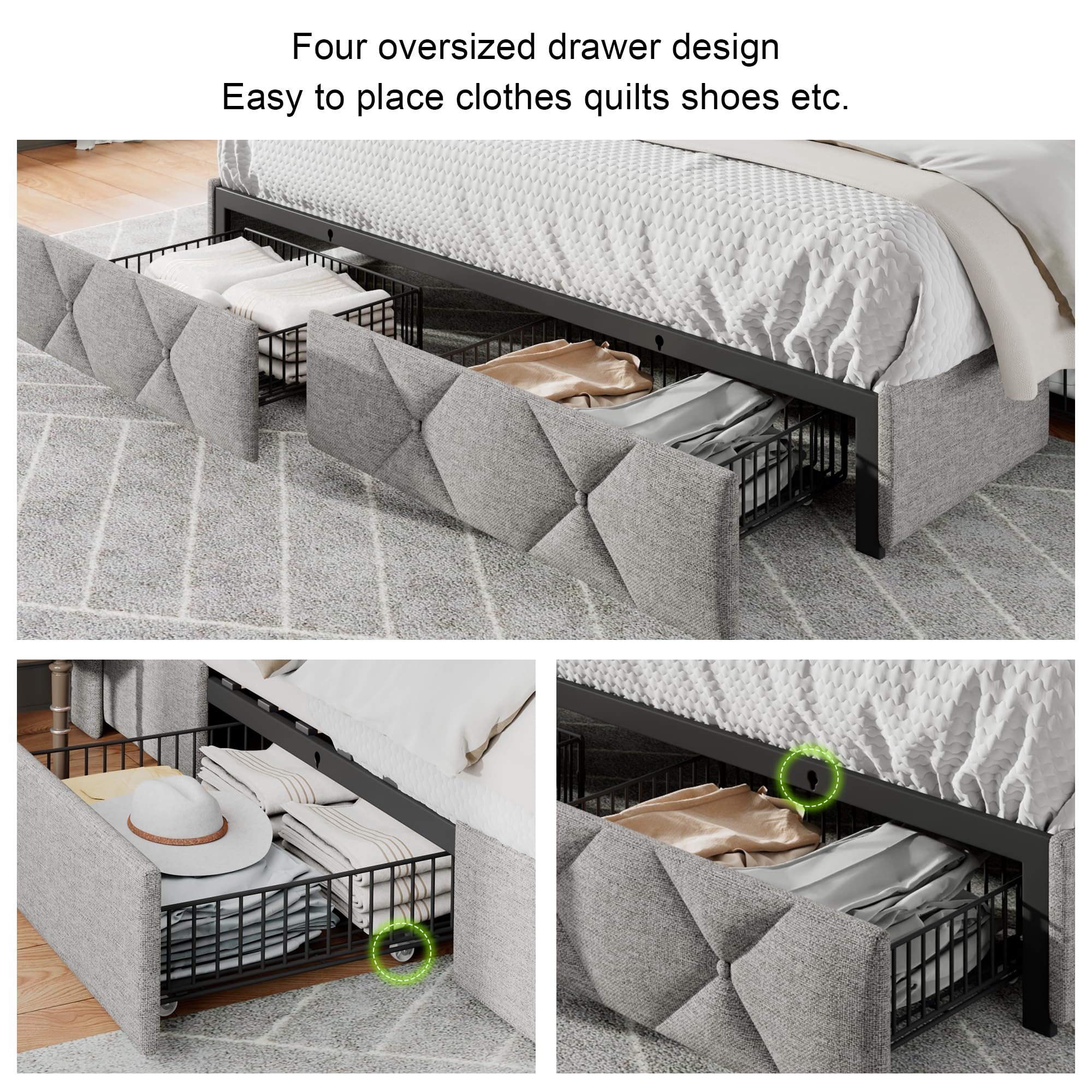 RegalNest Luxe – Bed Frame with Storage Drawers & USB Charging Ports