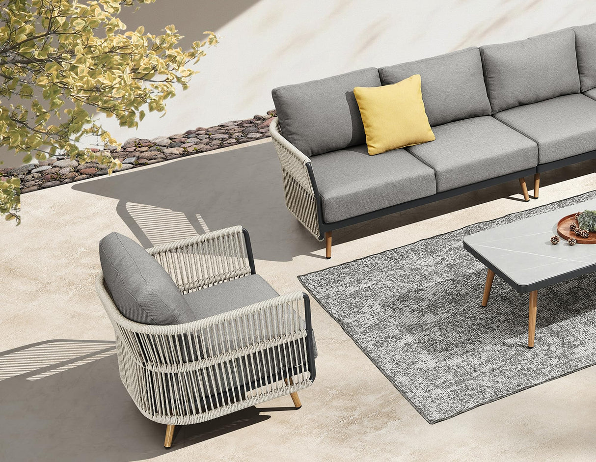 Bay 4-Piece Outdoor Conversation Set with Cushions Patio Furniture AluminumSofa Set