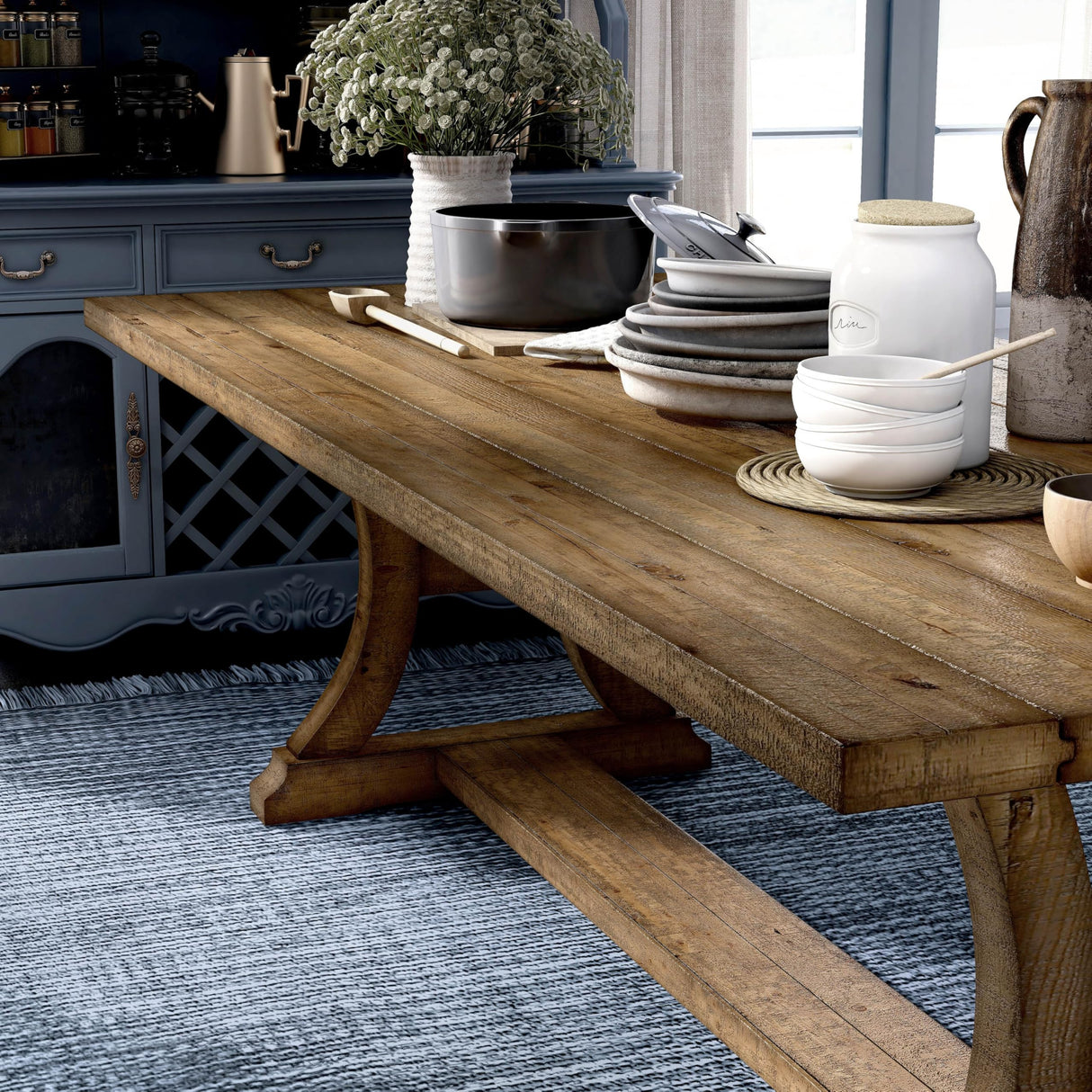 Burton Industrial Rustic Pine Dining Table
