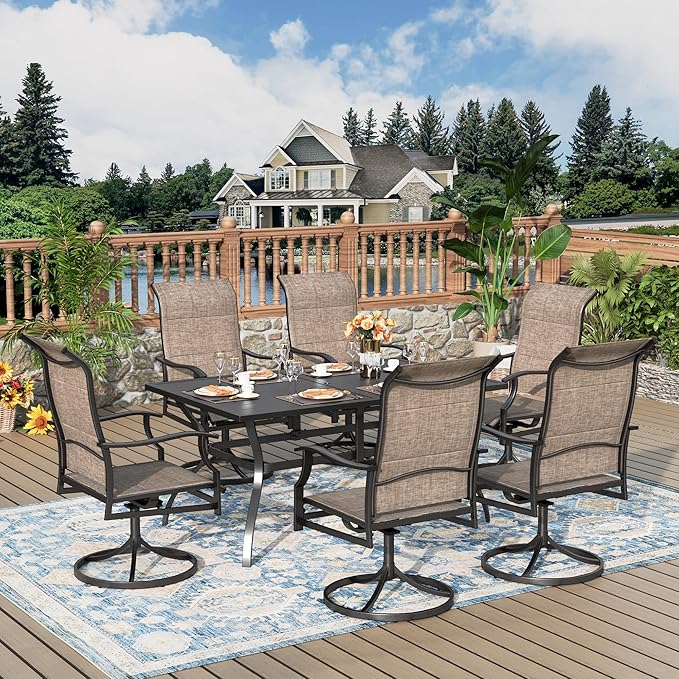 7 Pieces Patio Dining Set, Outdoor Table and Chairs