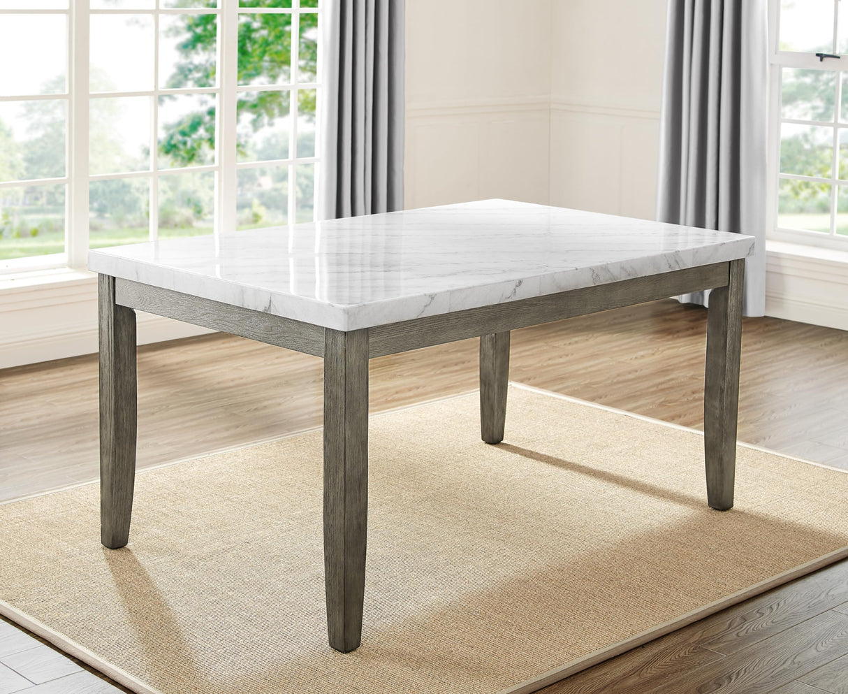 Emily Marble Dining Table - Transitional Style with Tapered Legs, 60x38 Inches