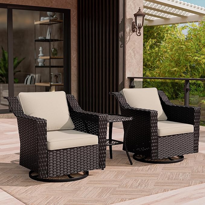 6 Piece Patio Conversation Sets, Outdoor PE Rattan Wicker Furniture Sets