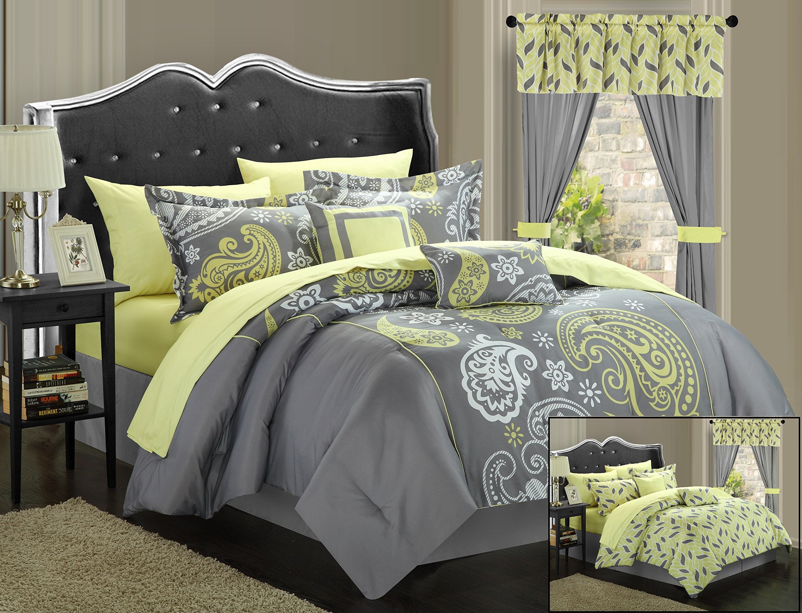20-Piece Comforter Reversible Paisley Print Complete Bed in a Bag with Sheet Set,