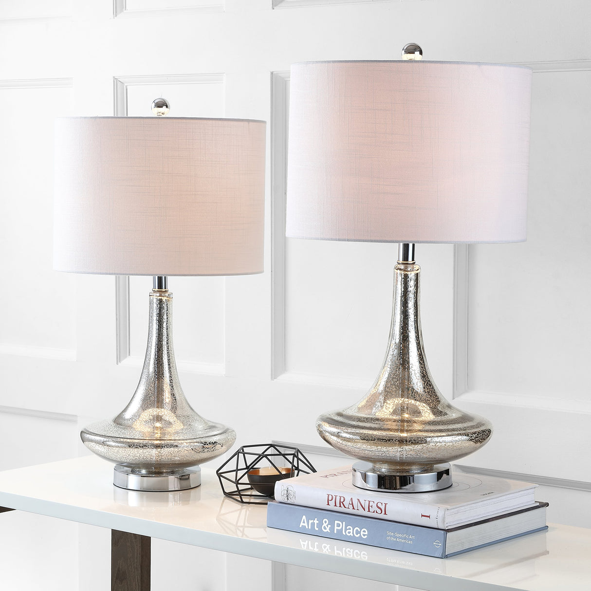 Set of 2 Table Lamps Cecile 25.5" Glass Teardrop LED Table