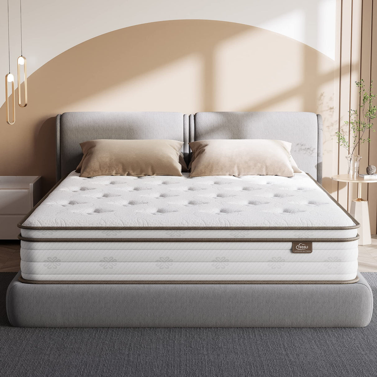 Mattress 12 Inch, Sleep Cooler Eggshell Memory Foam and 7 Zone Pocket Innerspring