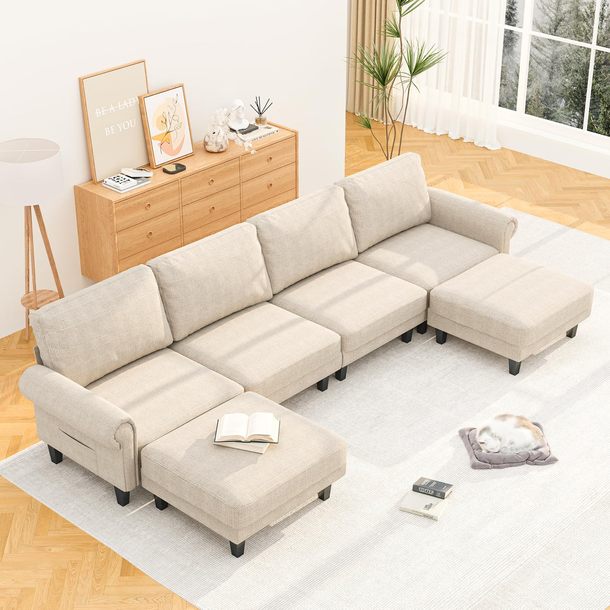 Modular Sectional Sofa with Chaise, 115 Inch U Shaped Sectional Couches for Living Room