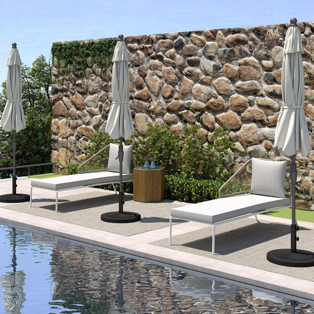 40 lb Heavy Duty Round Resin Patio Umbrella Base Stand Weight for Outdoor Market Table