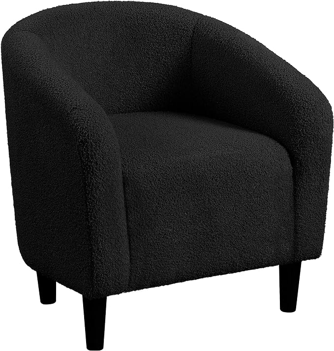 Living Room Chair, Velvet Accent Upholstered Barrel Sitting Chair with Armrest and Low