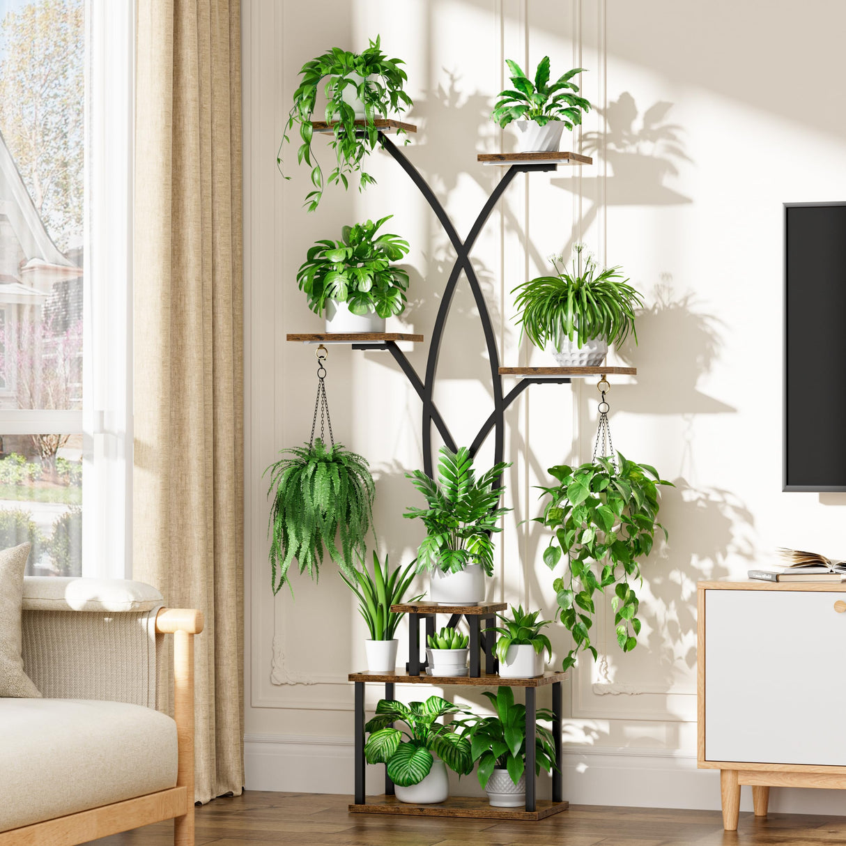 ArborGlow 66" Tree Shaped 7-Tier Plant Stand with Grow Lights