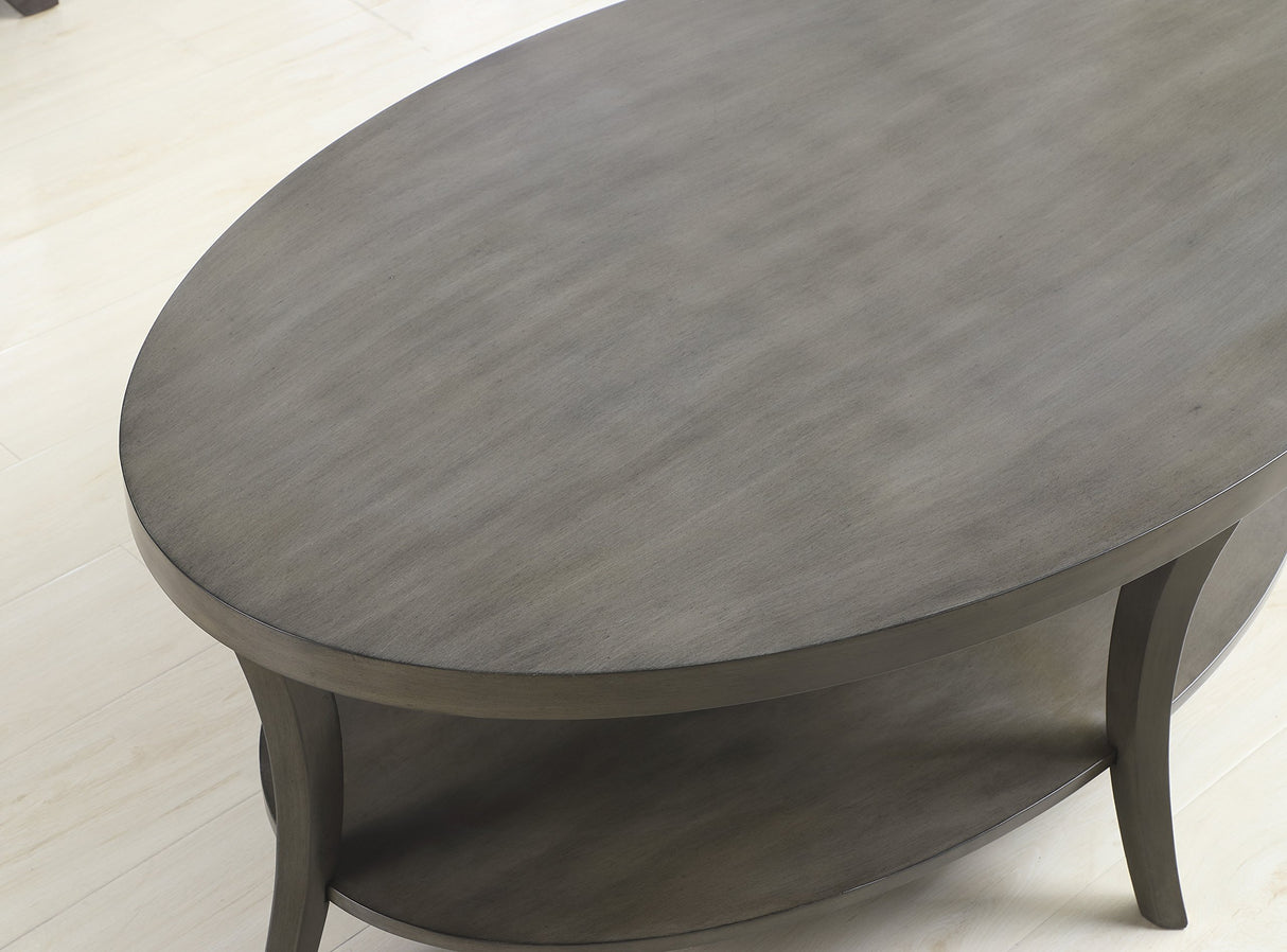 Contemporary Perth Oval Shelf Coffee Table Set, Grey