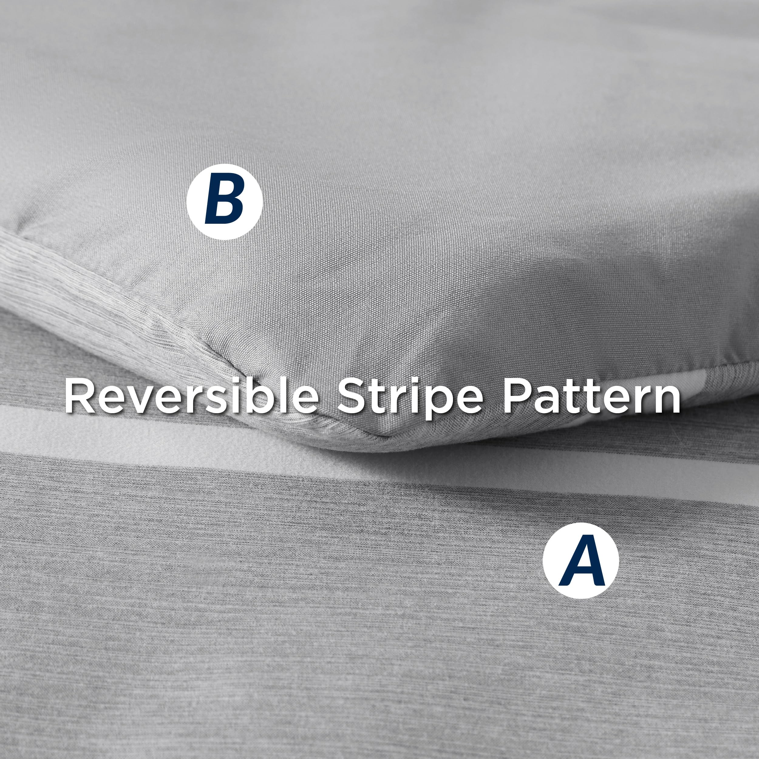Bedsure Twin Comforter Set 5 Pieces, Gray White Striped Twin Bedding Sets All Season Bed Set, Twin Bed in a Bag with Comforter, Sheets, Pillowcase & Sham