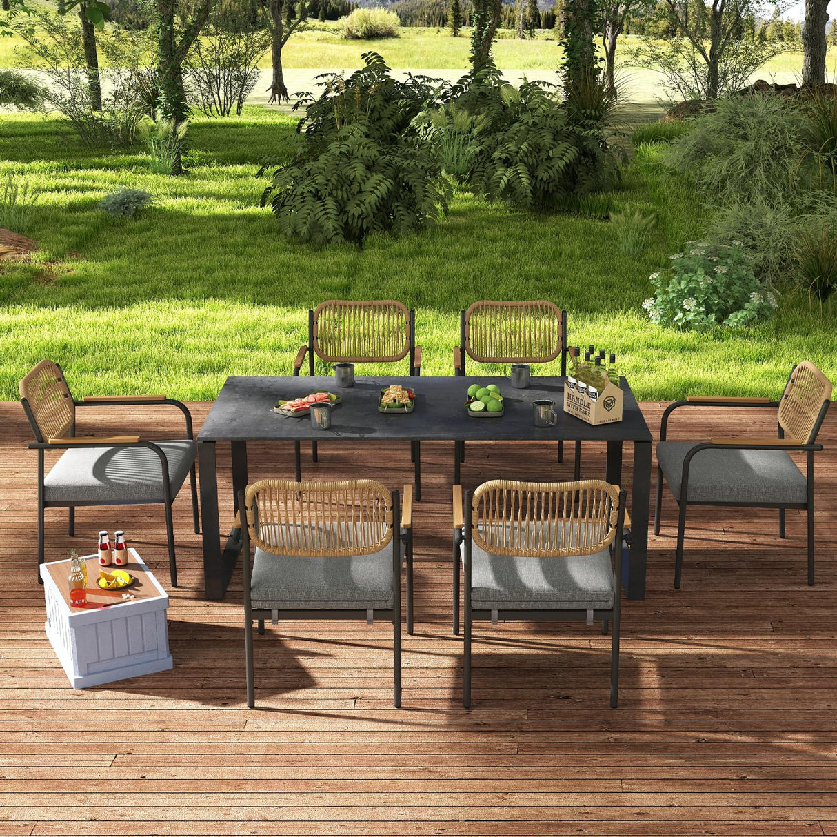 Dining Chairs, Patio Dining Chair Set of 6 with Backrest