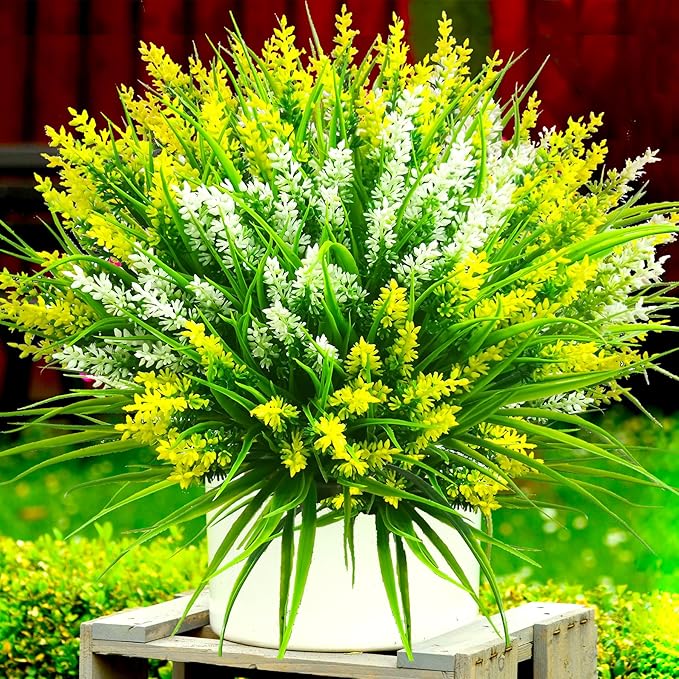 Artificial Plants Outdoor, 22 Pcs Fake Flowers UV Resistant Outdoor Fake Plants