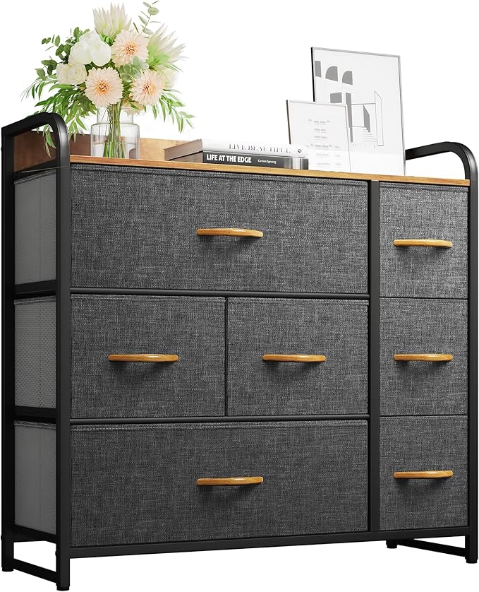 Dresser with 7 Drawers - Fabric Storage Tower, Organizer Unit for Bedroom, Living Room,