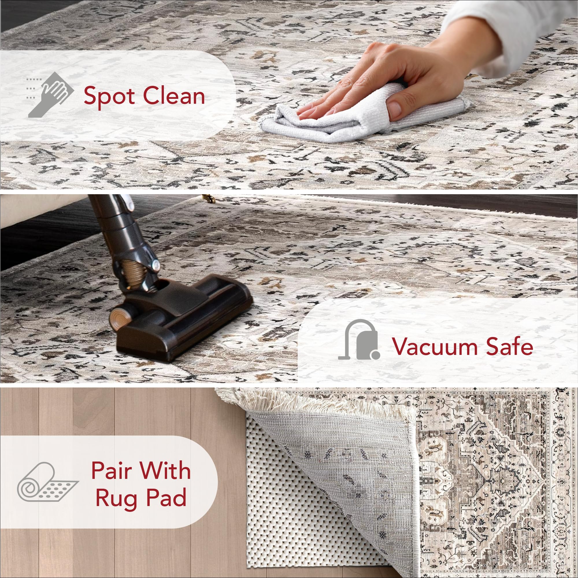 nuLOOM Oliveira Floral Medallion Fringe Area Rug, 8x10, Beige