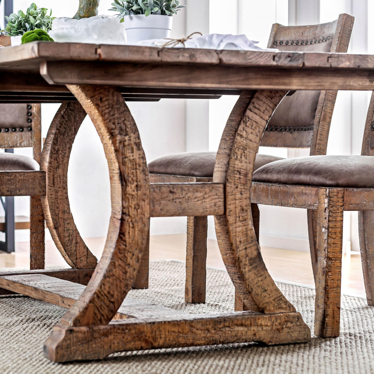 Burton Industrial Rustic Pine Dining Table