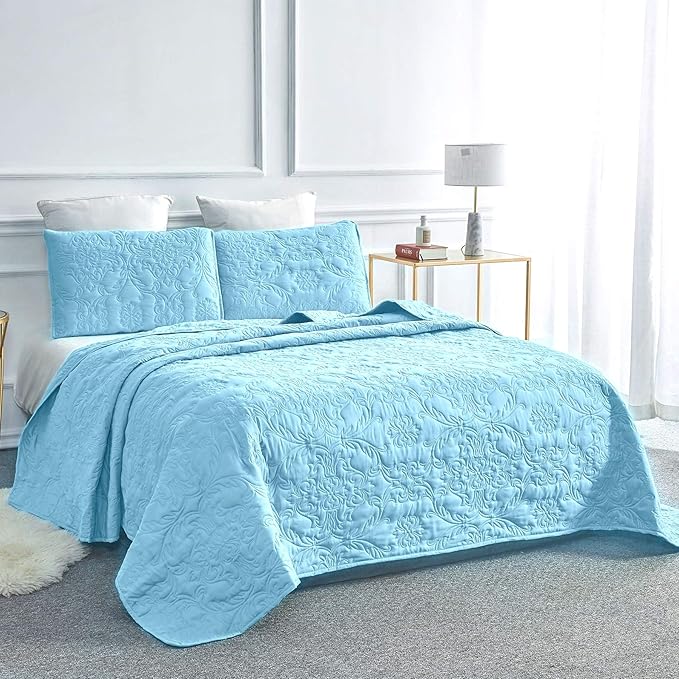 3 Pieces Quilt Set Queen/Full Size with 1 Quilt and 2 Pillow Shams