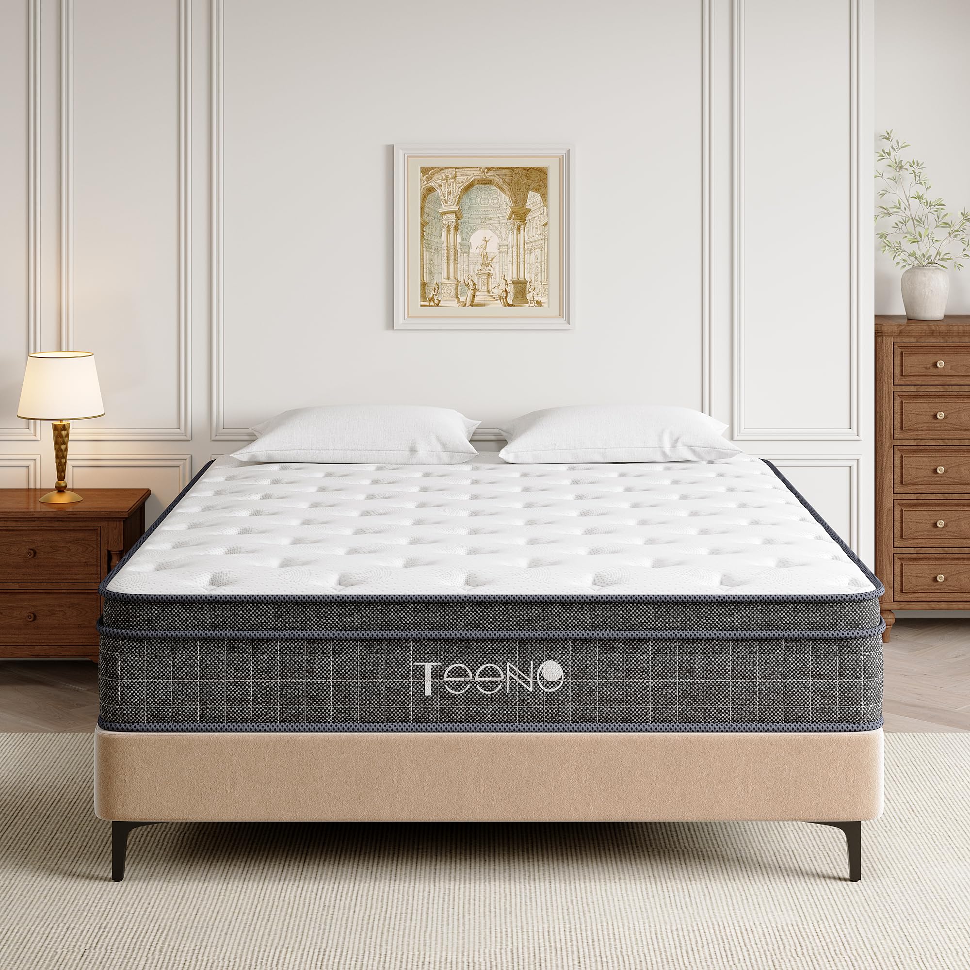 Queen Mattress, 12 Inch Gel Memory Foam Mattress, Pocket Coils Springs Hybrid Mattres