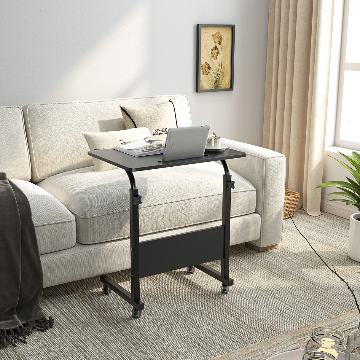 23.6 inch Adjustable Mobile Bed Table Portable Laptop Computer Stand Desks