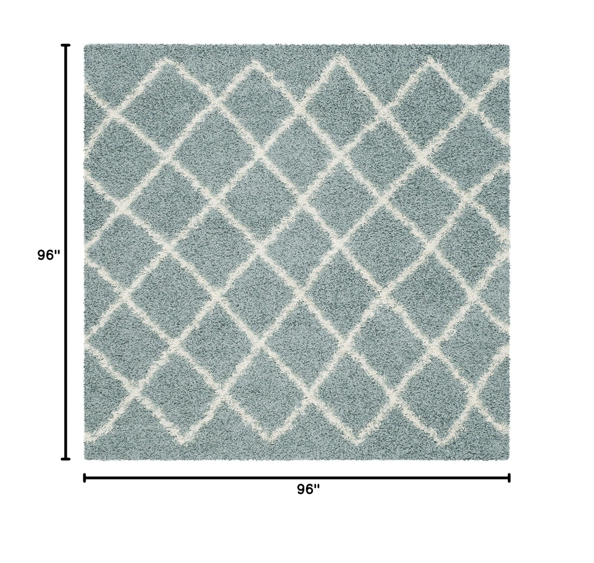 Dallas Shag Collection 8' Square Seafoam / Ivory SGD258C Trellis Non-Shedding