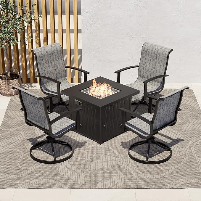 5-Piece Outdoor Furniture Conversation Sets with 32 Inch CSA Approved 40000 BTU Heat
