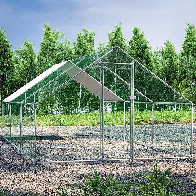 SafeSpire Metal Chicken Coop – Spire Roof, PVC Wire Mesh & Waterproof Cover