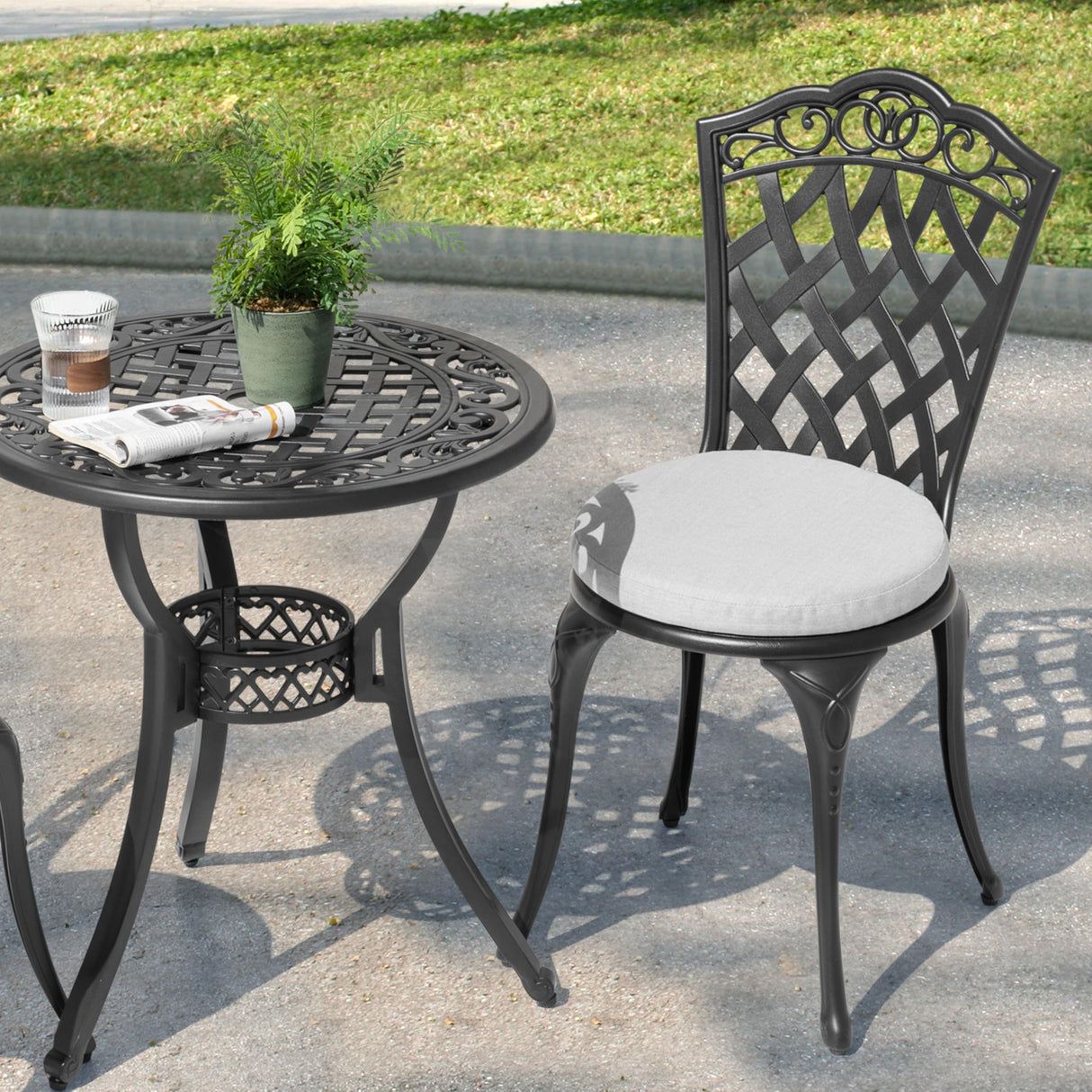 3-Piece Patio Bistro Set Outdoor Cast Aluminum Bistro Table and Chairs Set of 2
