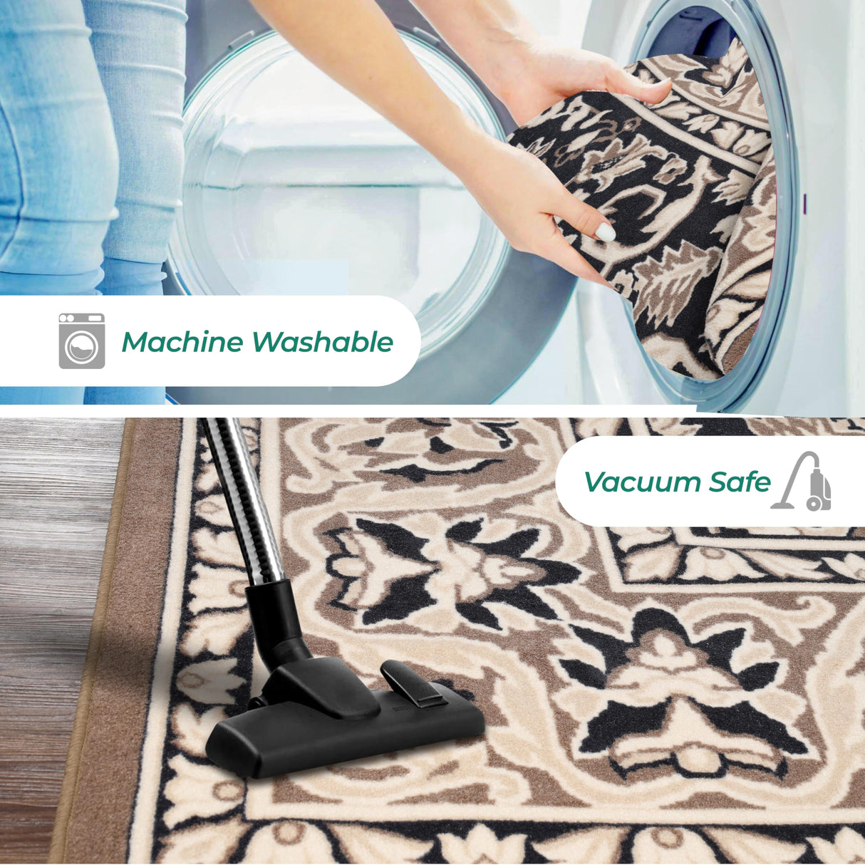 Superior Indoor Area Rug, Plush Carpet Cover, Traditional Oriental Medallion, Perfect for Hallway, Entryway, Living Room, Dining, Bedroom, Office, Kitchen, Glendale Collection, 10' x 14', Brown