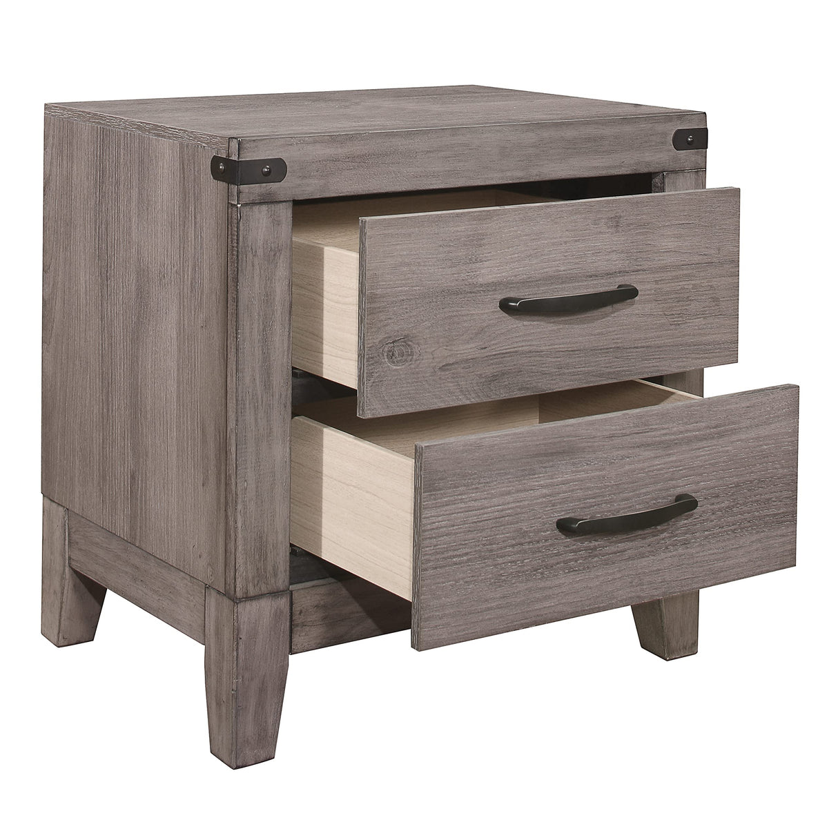 2-Drawer Nightstand, Brownish Gray