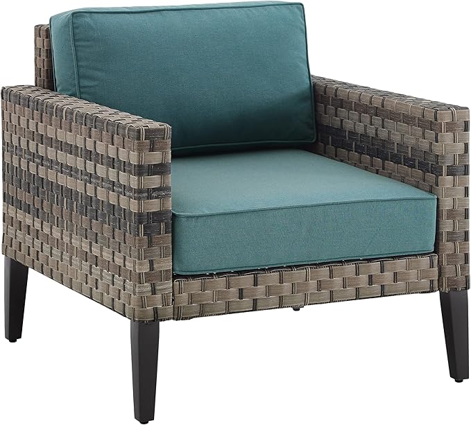 Outdoor Chair, Wicker Patio Chairs for Porch, Deck, Balcony, Backyard, Brown with Taupe Cushions