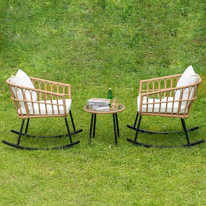 4 Pieces Patio Sectional Furniture Chairs Set Boho Water-Resistant Outdoor Indoor Wicker