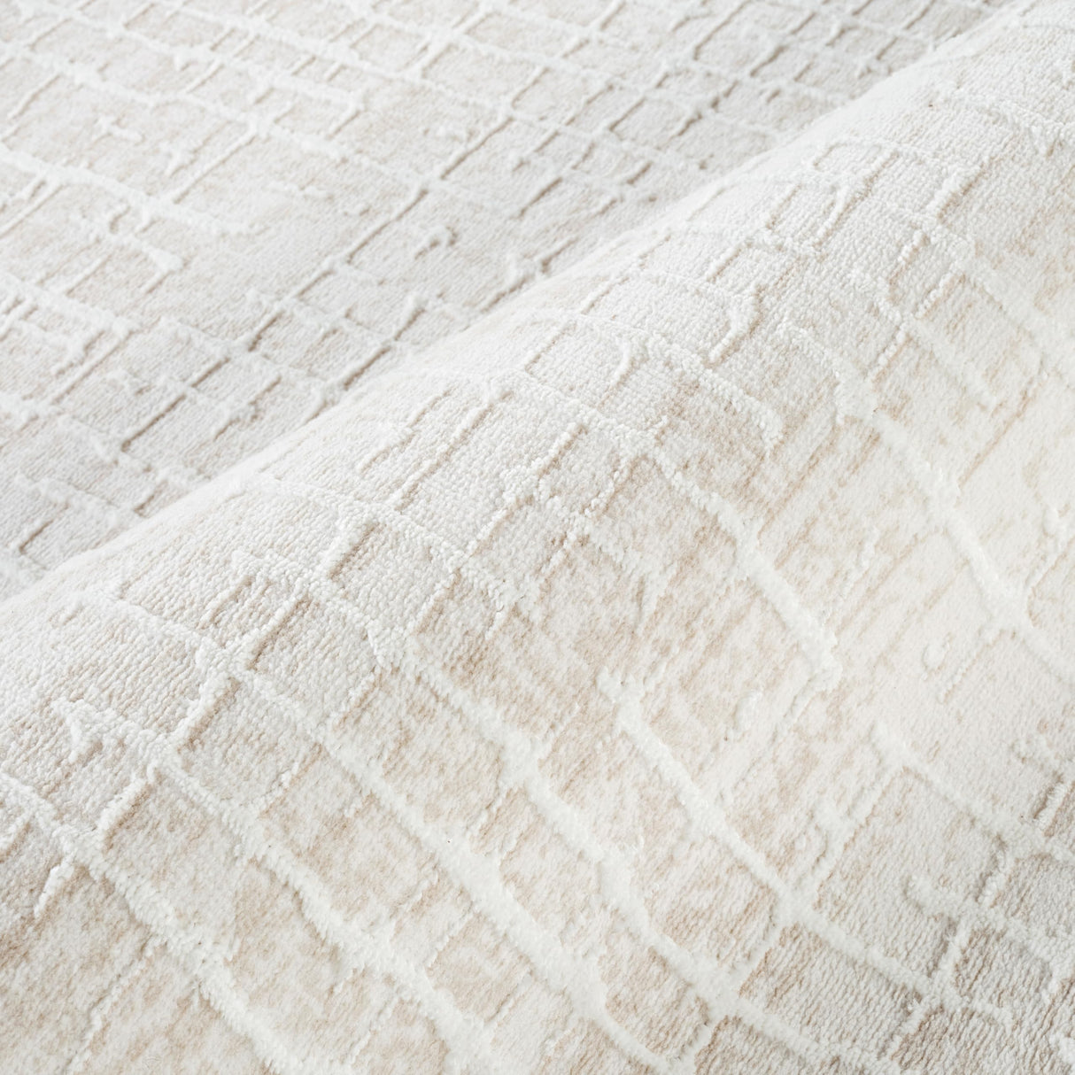 Beige Geometric Area Rug 6x9 - Modern Grid Pattern for Living Room & Bedroom