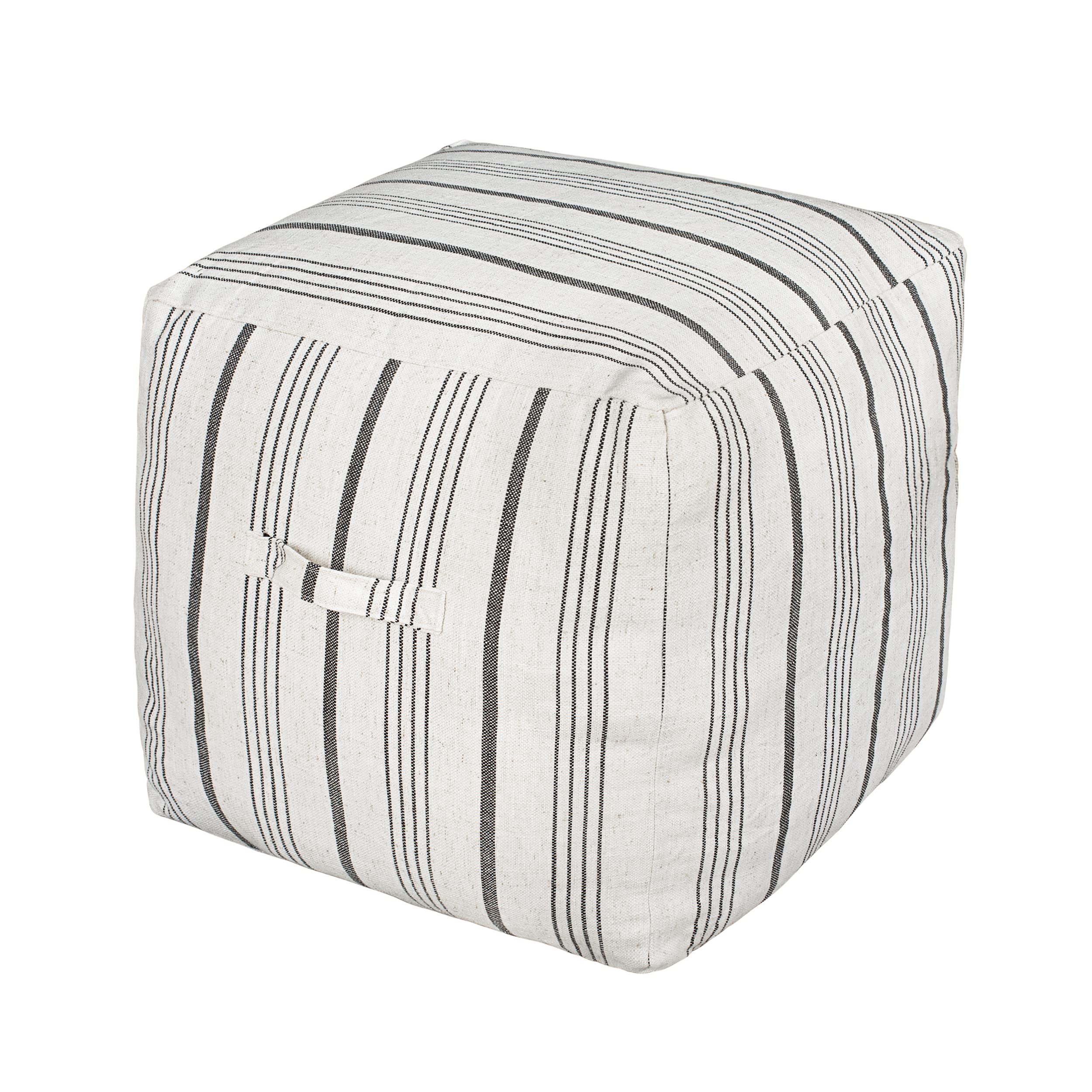 Unstuffed Farmhouse Pouf Cover for Living Room, Storage Bean Bag Cubes
