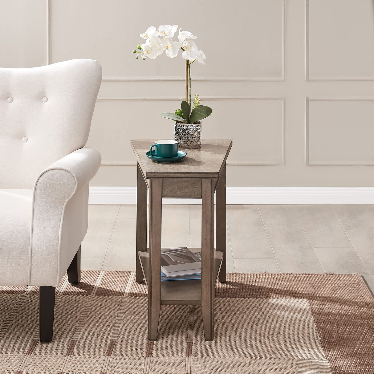 Laurent Recliner Wedge Table with Shelf