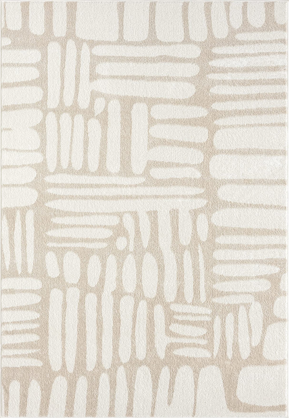 Nuevo Collection Area Rug 6'x9' - Beige/Cream Abstract Design