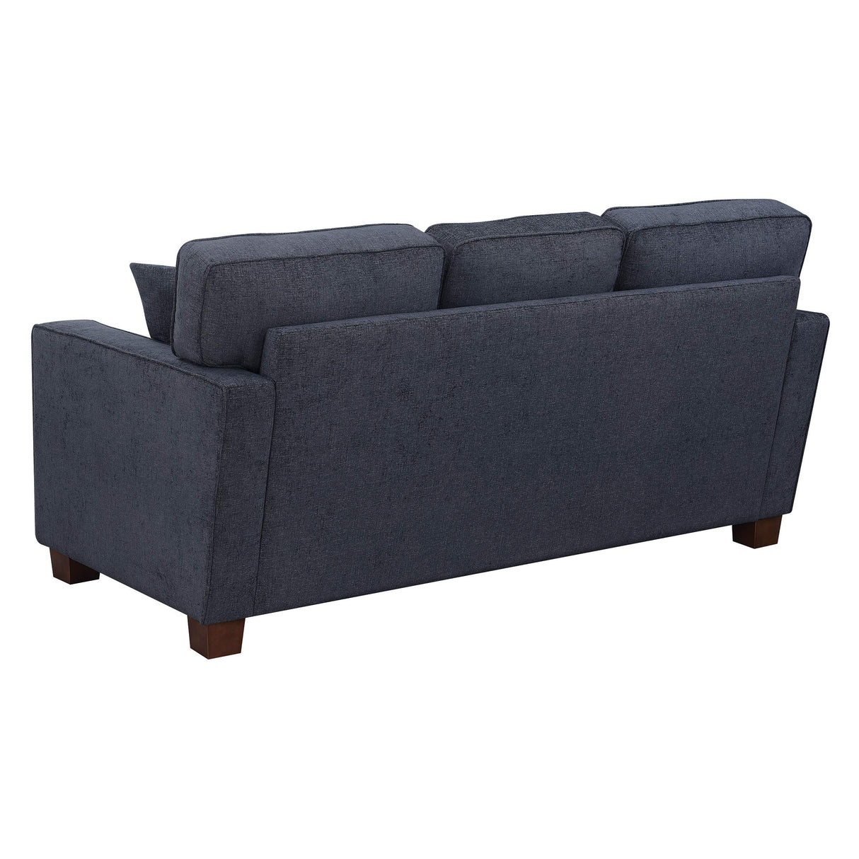 Russell 3 Seater Sofa with 2 Pillows and Coffee Finished Legs, Navy