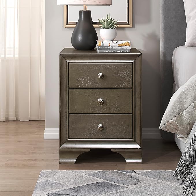 3-Drawer Nightstand, White