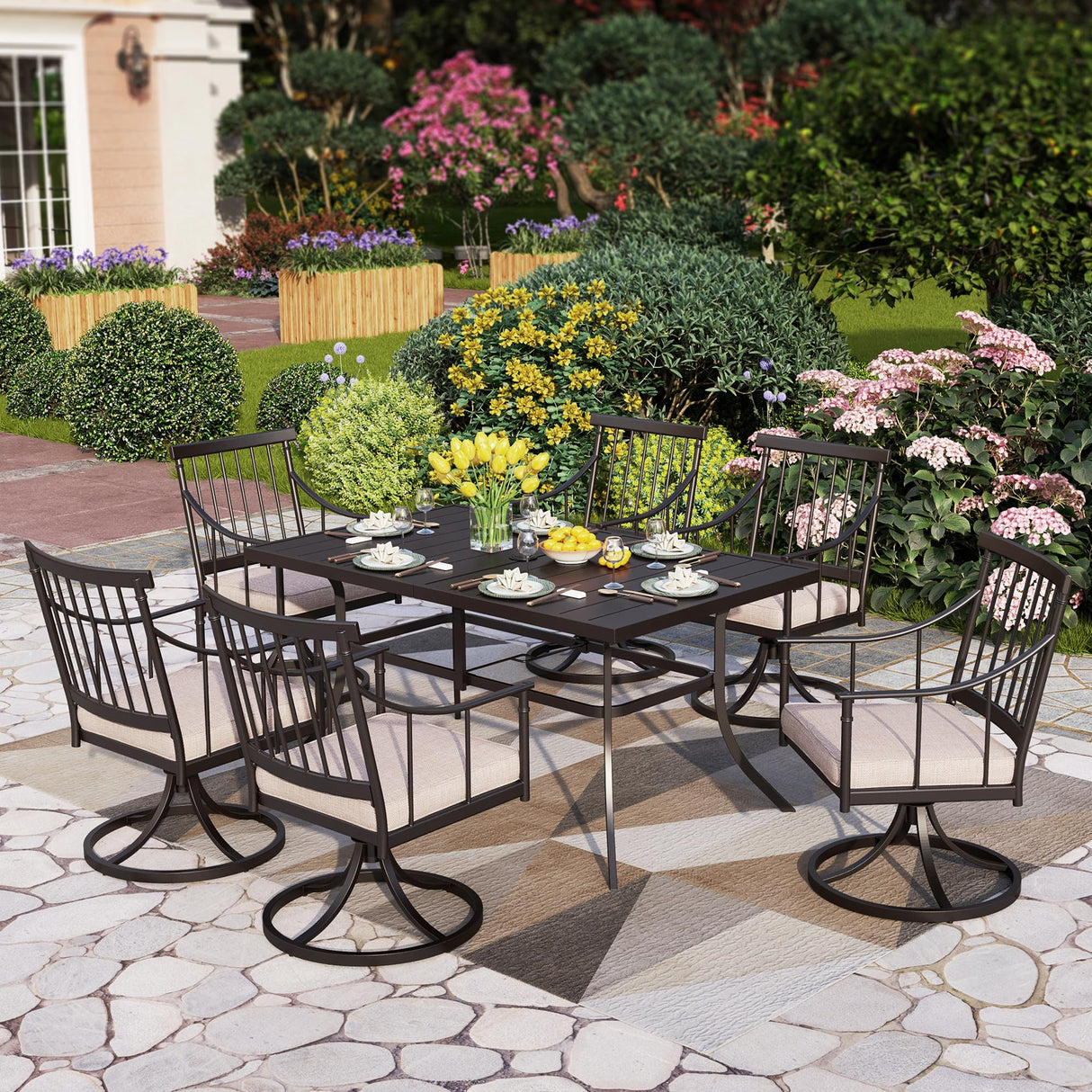 Swivel Chairs Set of 2 Patio Dining Rocker Chair with Cushion Rocking Patio Furniture