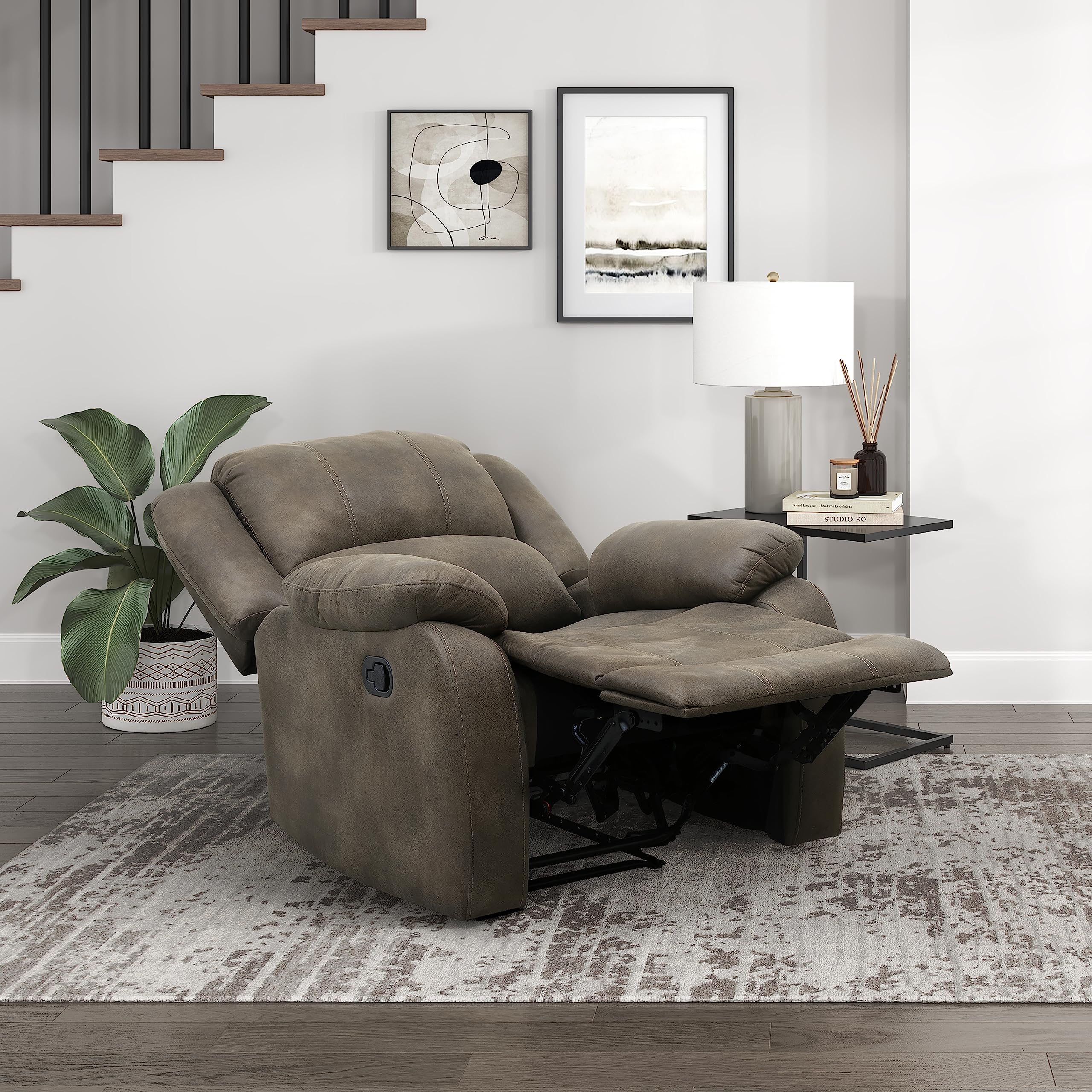 Chair Living Room Reclining Sofa Chair, Home Theater Seating, Wall Hugger Recliner, Manual Recliner Sofa Chair for Living Room/Office/Apartment, Brown