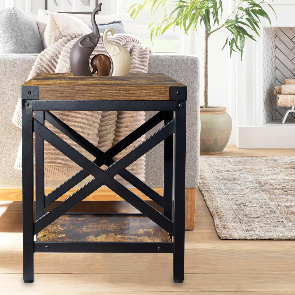 Industrial End Table, Small Side Table