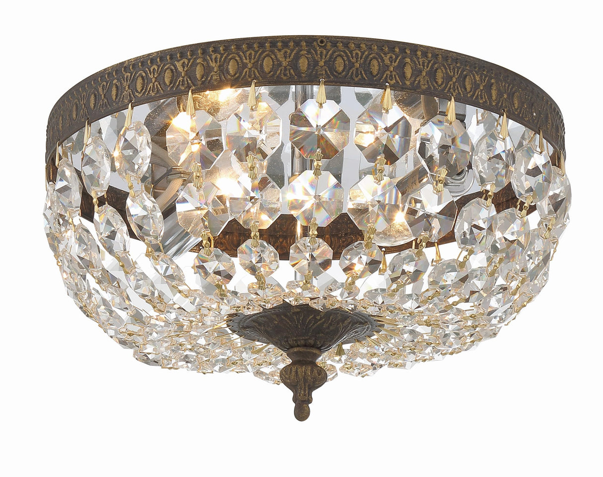 Clear Italian Crystal English Bronze Flush Mount