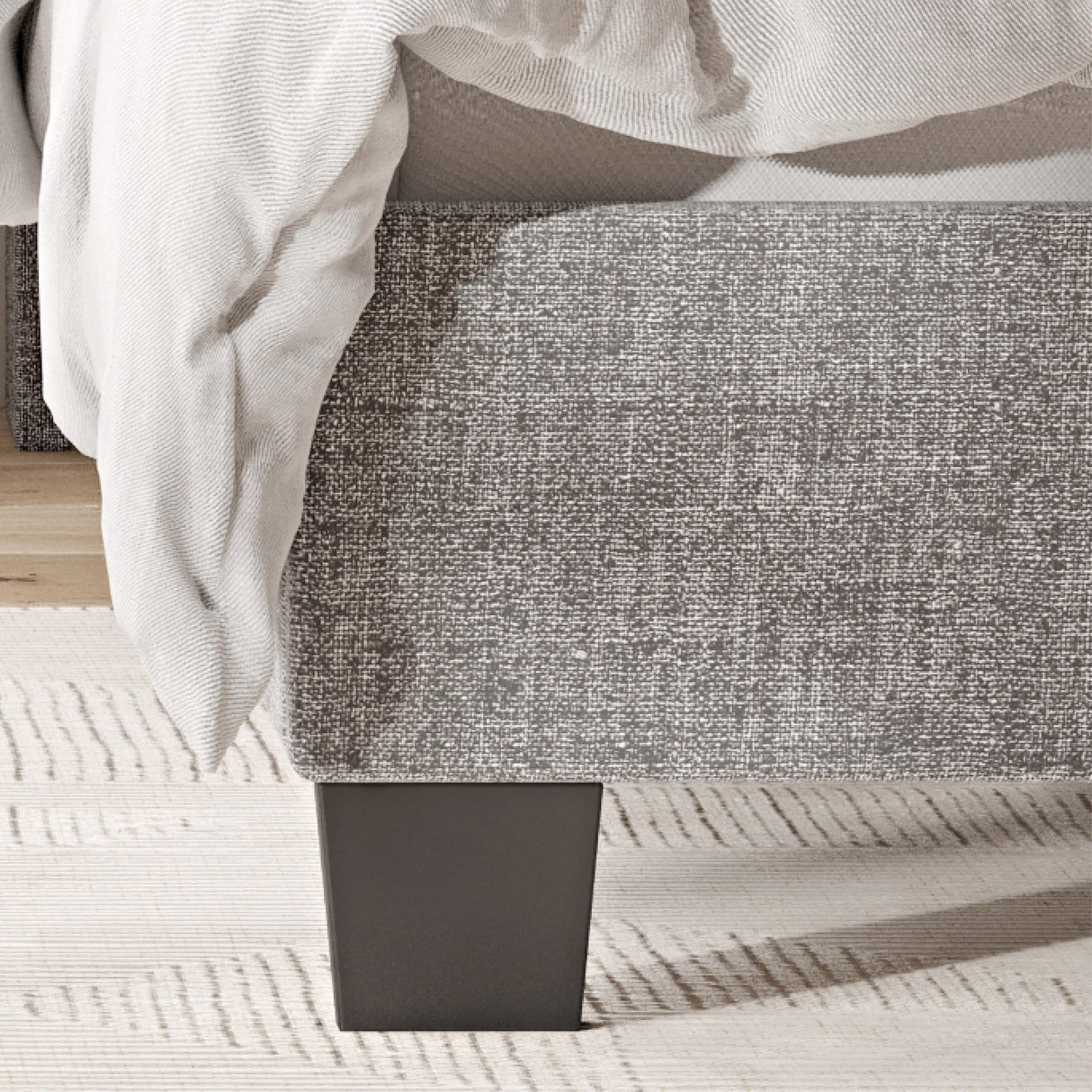 Herman Modern Queen Size Bed Frame - Wooden Upholstered Panel Bed Frame