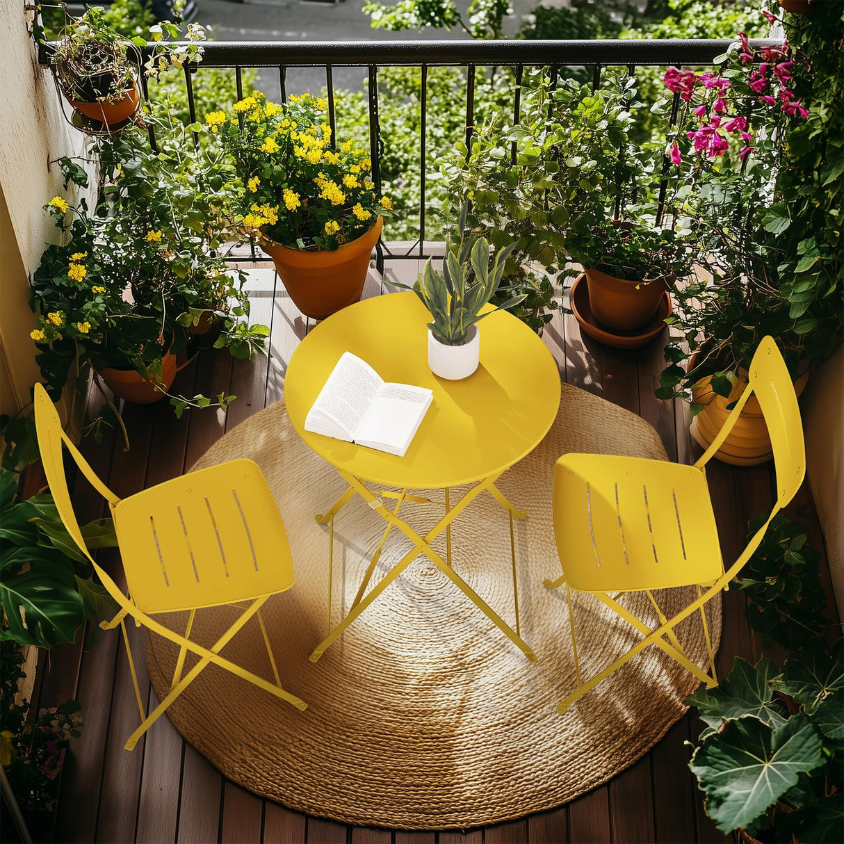 Premium Frame Patio Bistro Set, Colorful Folding Outdoor Patio Furniture Sets