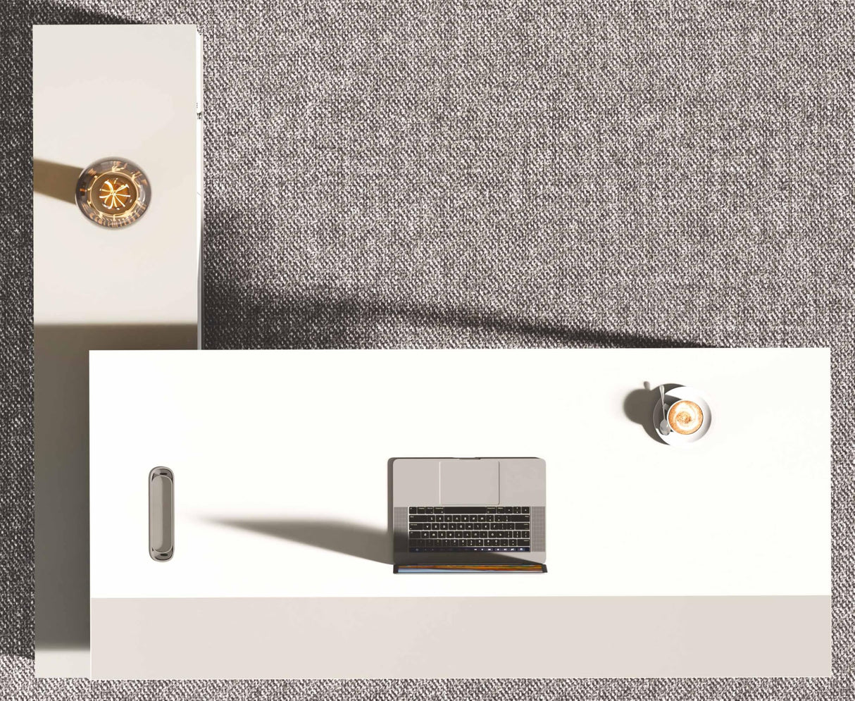 71'' L Shaped Executive Desk with 63'' Lateral File Cabinet Combo,Modern Executive Desk with Drawers,Large Warm White L Shaped Desk with Storage,Office Desk L Shape for Home Office Furniture