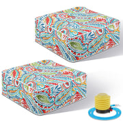 2 Pack Ottoman Poufs Indoor Outdoor Inflatable Ottoman Stool Cube Pouffe Square
