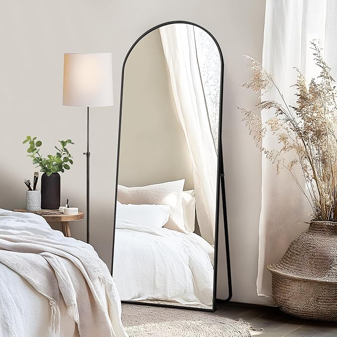 Arched Full Length Mirror with Stand, Gold Mirror