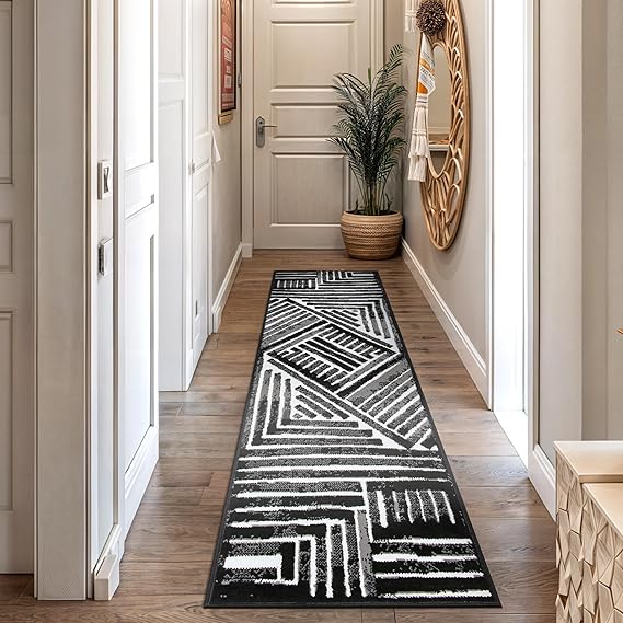 Contemporary Stripe Area Rug 7'10" x 10' Black